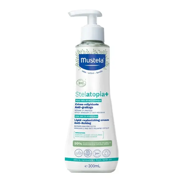 Mustela | Stelatopia+ Lipid-Replenishing Cream Κρέμα Αναπλήρωσης Λιπιδίων Κατά του Κνησμού για Πρόσωπο & Σώμα | 300ml