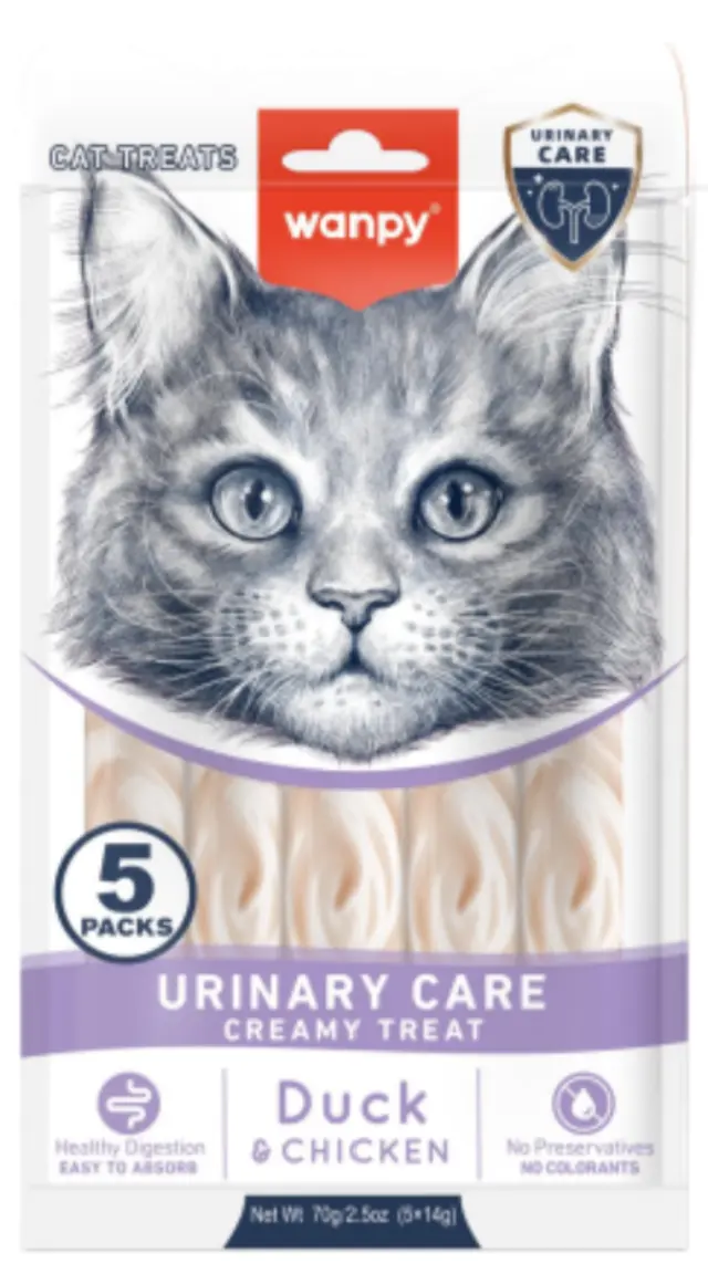wanpy - Wanpy Cat Functional Creamy Lickable Treat Urinary Care Duck & Chicken 70g (5x14g) - 70g (5x14g) - Pet Supplies