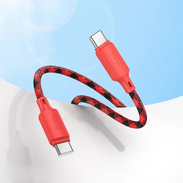 Καλώδιο Hoco X116 Meridian USB-C σε USB-C 60W 3A Braided Πολύχρωμο Κόκκινο 1m 3