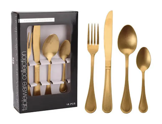 Σετ Μαχαιροπίρουνα Excellent Houseware ανοξείδωτα - Gold - 16τμχ CC4100750 2