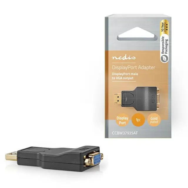 Αντάπτορας DisplayPort αρσ. σε VGA θηλ. με επίχρυσες επαφές.