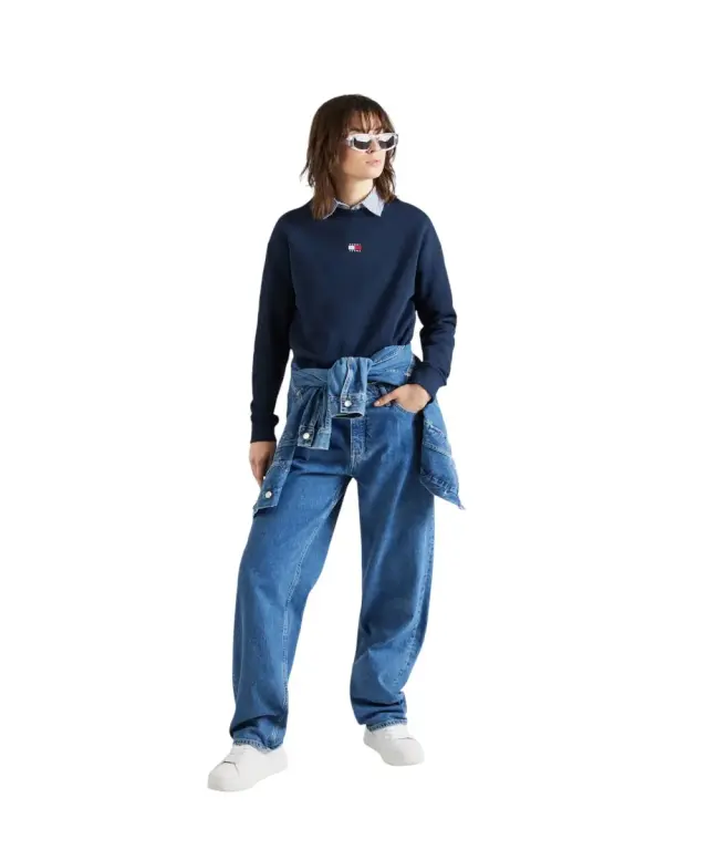 Tommy Hilfiger - Γυναικείο Φούτερ Badge Loose Fit DW0DW17325-C1G Μπλε Σκούρο - S 3