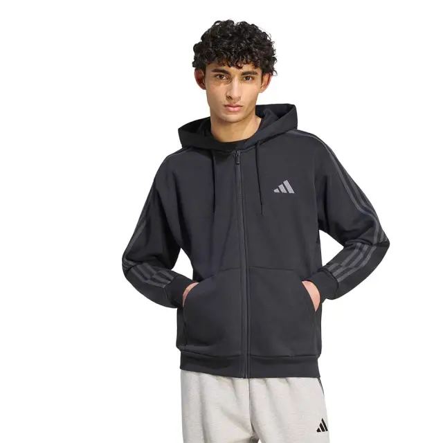 adidas Sportswear Men's 3Stripes Fleece Full-Zip Hoodie Μαύρο KY4140 (adidas Sportswear)