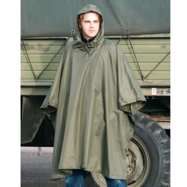 Mil-Tec OD Ripstop Wet Weather Poncho-Αδιάβροχο Πόντσο με Κουκούλα Χακί