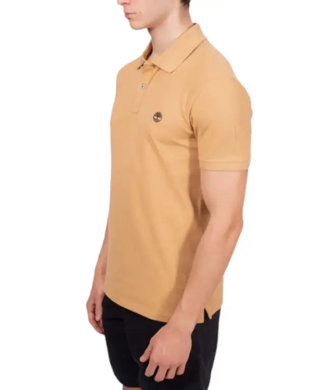 Timberland - Ανδρικό Κοντομάνικο T-shirt Polo Slim Fit Mε Λογότυπο Oyster River TB0A2BS1-EH3 Μπεζ/Κίτρινο - S 3
