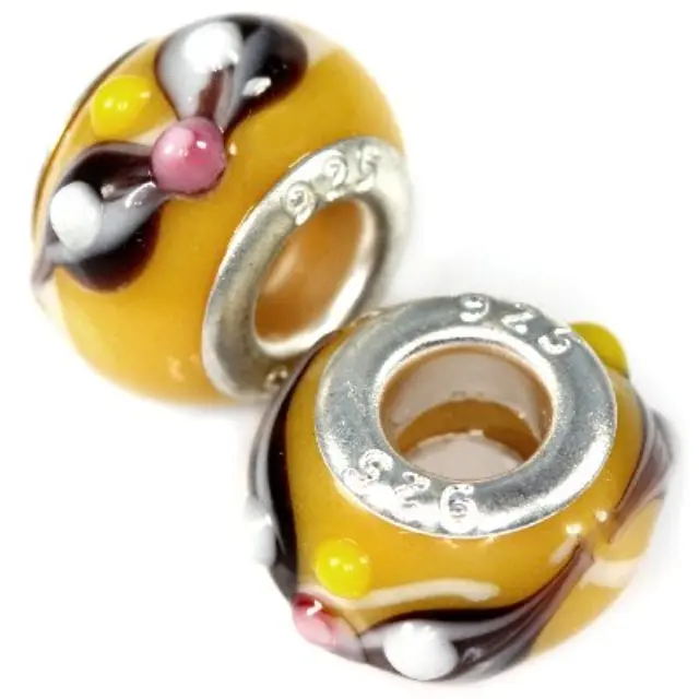Χάντρα Modular Colorful Insets on Honey 9x14mm - 5τεμ