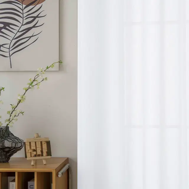Beauty Home Κουρτίνα γάζα μονόχρωμη με 8 μεταλλικούς κρίκους Fit Art 8447 140x270 Λευκό 3