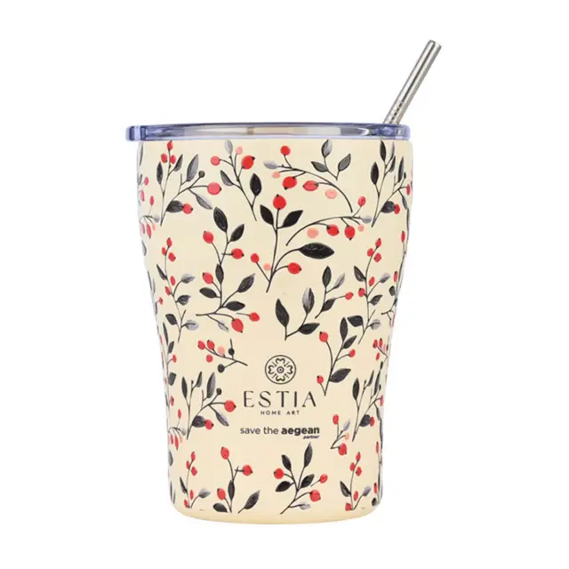 ESTIA ΘΕΡΜΟΣ COFFEE MUG SAVE THE AEGEAN 350ml BLOOM BEIGE