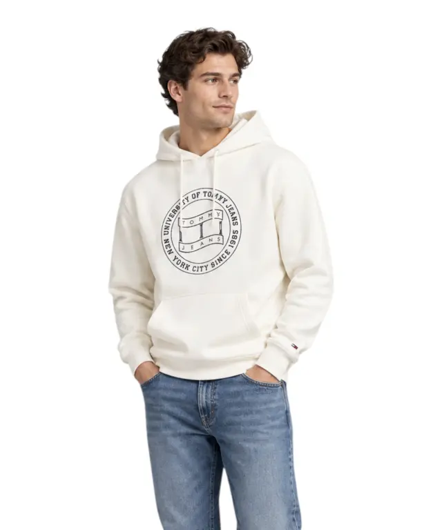 Tommy Hilfiger - Ανδρικό Φούτερ Graphic Terry Drawstring Regular Fit DM0DM23579-YBH Λευκό