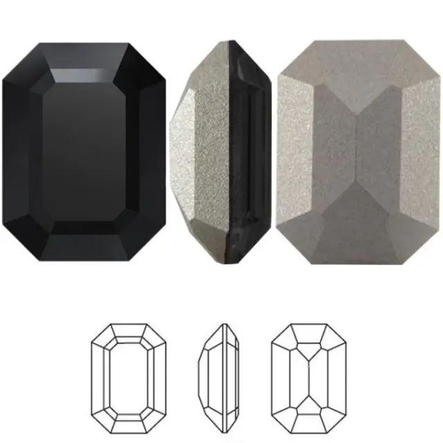Swarovski 4610 Curved Back Octagon Fancy Stone Jet 14x10mm - 2τεμ