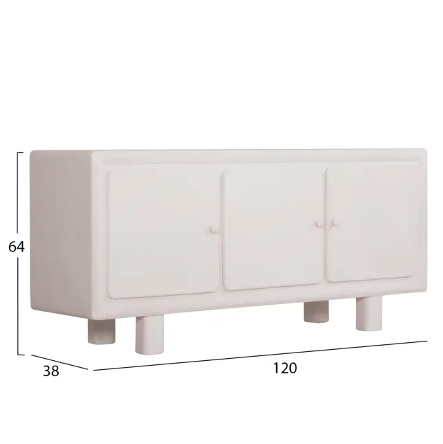 Μπουφές σειρά Santorini MDF σε υπόλευκο χρώμα-3 πόρτες 140x38x64 εκ. 2