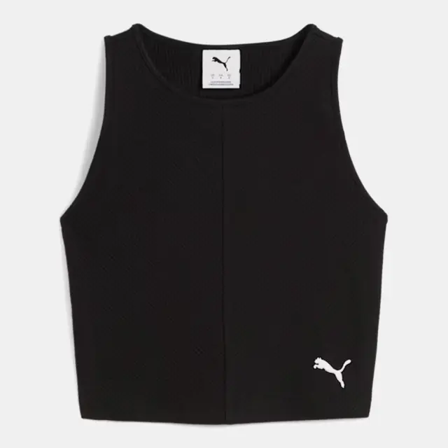 Puma Wardrobe Essential Ribbed Crop Top Women Γυναικεία Μπλούζα Cotton/Polyester/Elastane Tight Fit - Black 629765-01 - XS