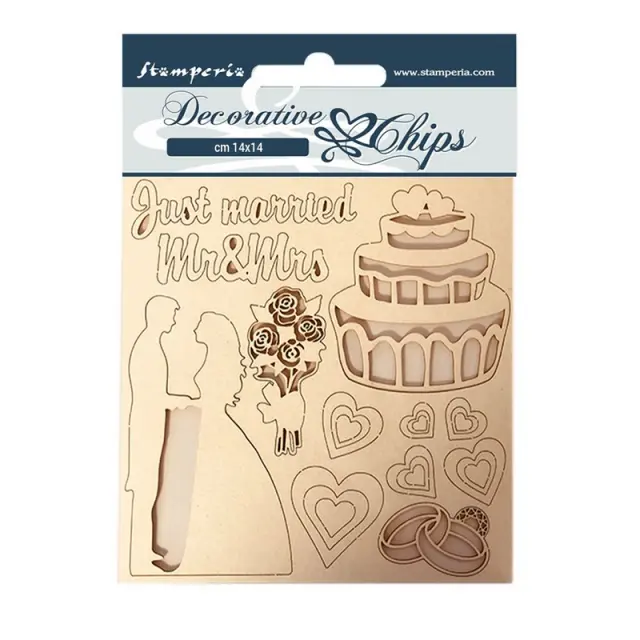 Chipboard Stamperia 14x14cm, Sleeping Beauty Just Married