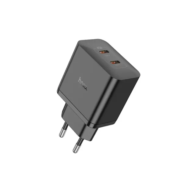 Φορτιστής Ταξιδίου Hoco N35 Streamer με 2 Εξόδους Φόρτισης USB-C PD45W GaN Tech Μαύρος 3