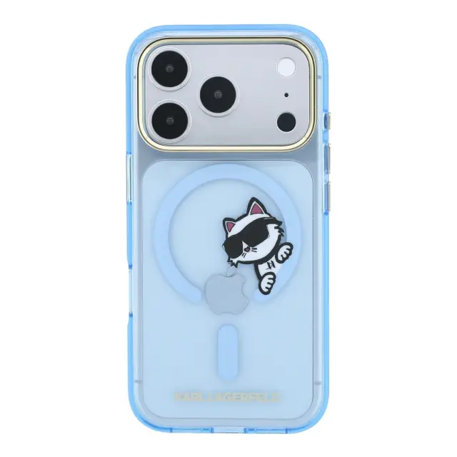 Karl Lagerfeld IML Choupette Peekaboo Magsafe Case for iPhone 18 Pro Blue 3