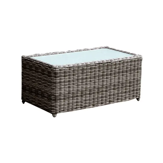 Τραπεζάκι Σαλονιού ARIZONA Αλουμίνιο/Wicker Καφέ (Γκρι) 100x50 H.45cm