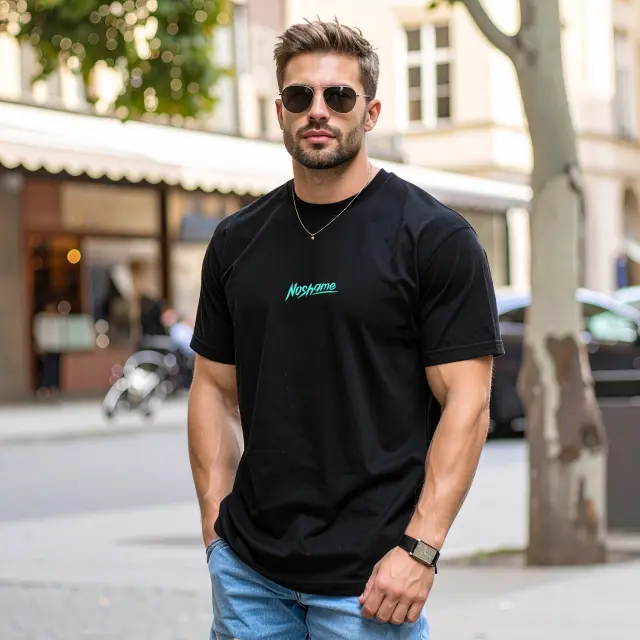 T-shirt Noshame® Μαύρο με τύπωμα - 112529 - XXL