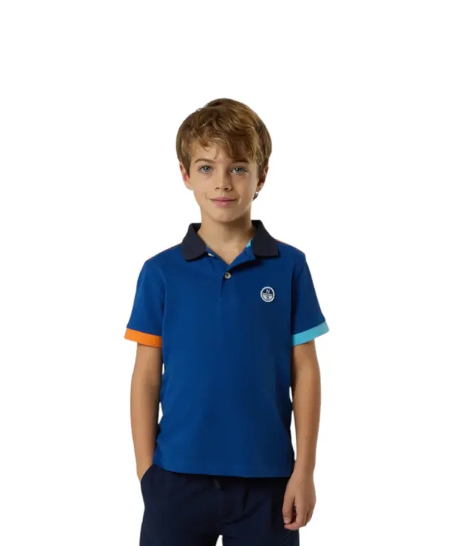 North Sails - Παιδικό Κοντομάνικο Μπλουζάκι Polo Mismatch Cuffs 794491-000-0790 Μπλε 2