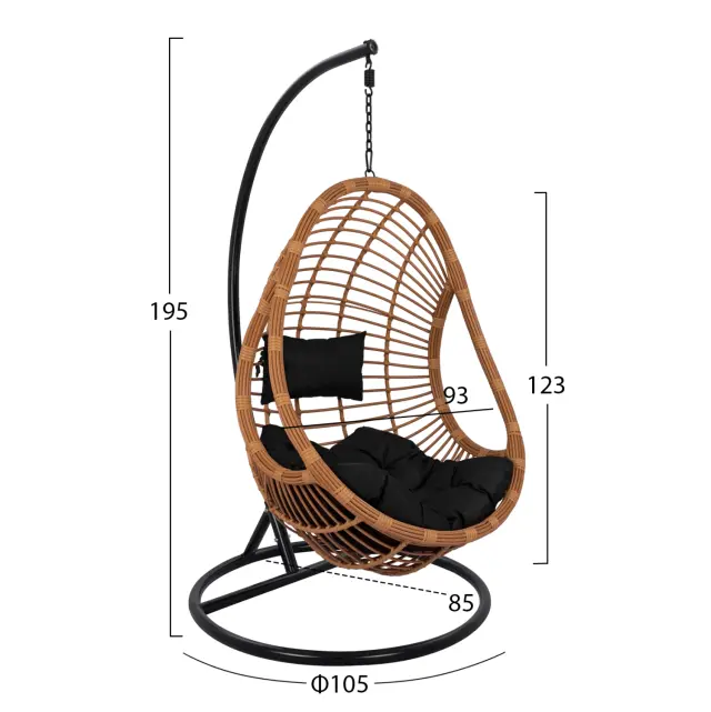 ΚΡΕΜΑΣΤΗ ΠΟΛΥΘΡΟΝΑ ΦΩΛΙΑ FB95541.04 ΜΕ ΜΠΕΖ WICKER & ΜΑΥΡΑ ΜΑΞΙΛΑΡΙΑ Φ105Χ195Υ εκ. 2