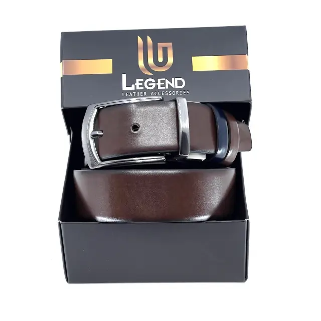 Μπλε Καφέ Ζώνη Διπλής Όψης P.U. Leather 3,5 cm 3