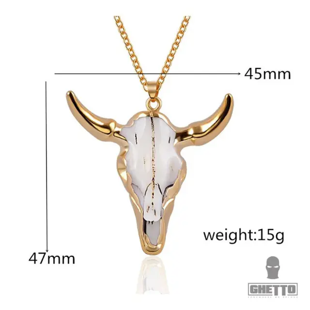 Ghetto Bull Head Skull Pendant Necklace Hip Hop Unisex 3
