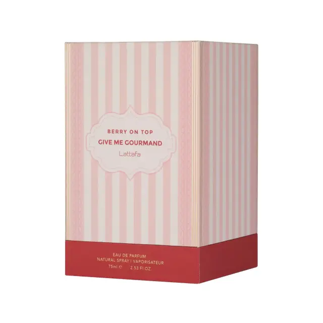 Lattafa Perfume Give Me Gourmand Berry on Top, Eau De Parfum, Αραβικό Γυναίκειο Άρωμα με Φρέσκια Φράουλα, Καραμελωμένη Ζάχαρη & Λευκά Άνθη 75ml 3