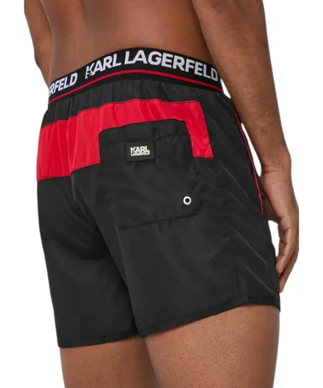 Karl Lagerfeld - Ανδρικό Μαγιό Σορτς με Ρίγες KL21MBS04-BLACK Μαύρο 2