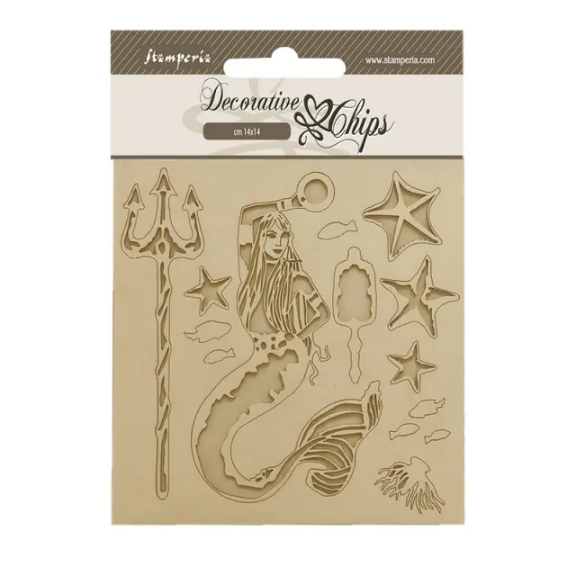 Chipboard Stamperia 14x14cm, Songs of the Sea, Siren