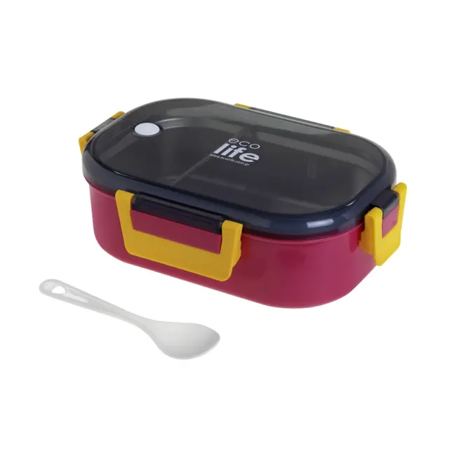 Ecolife Δοχείο Φαγητού 900ml με Χώρισμα / Lunch Box (3 χρώματα) - Φούξια