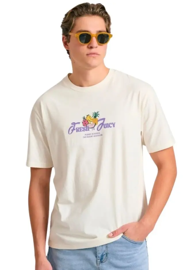Funky Buddha ανδρικό t-shirt με τύπωμα στην πλάτη FBM011-051-04-2