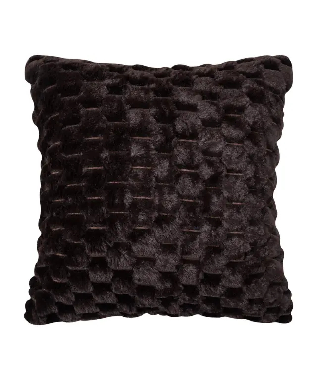 Γούνινη διακοσμητική μαξιλαροθήκη mink (65cm x 65cm) καφέ - -