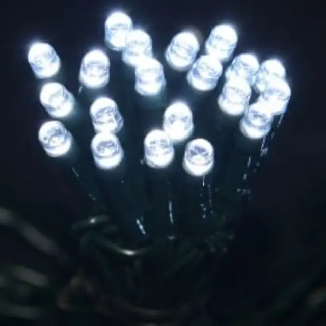 20 LED μπαταρίας με πρόγραμμα & χρονοδιακόπτη πράσινο καλώδιο, ψυχρό λευκό