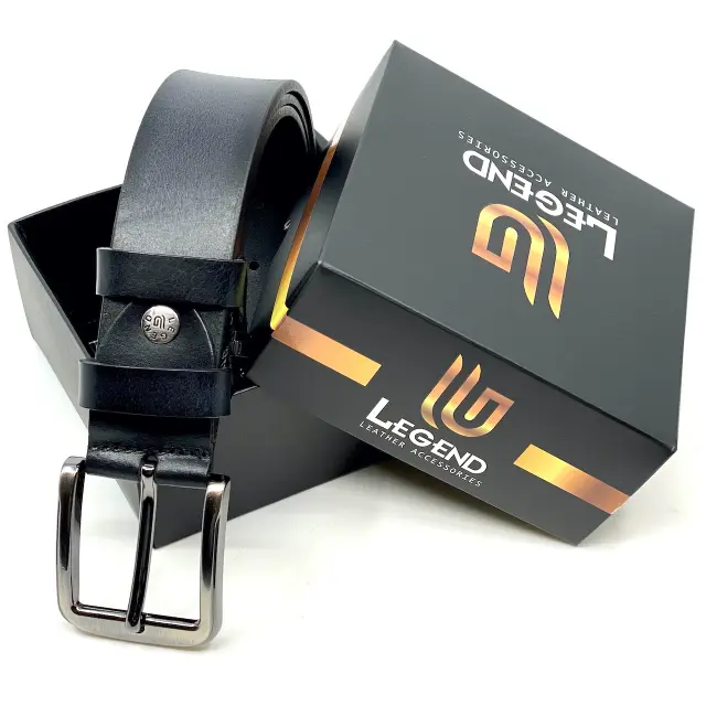 Μαύρη Δερμάτινη Ζώνη Full Grain 4 cm - 145cm 3