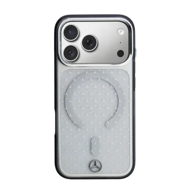 Mercedes PC/TPU Star Pattern MagSafe Case for iPhone 18 Pro Transparent/Black 3