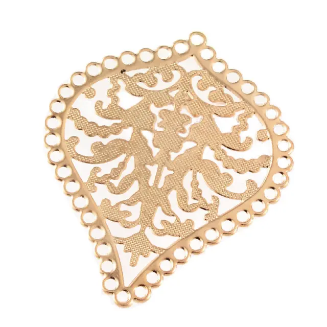 Μεταλλικό Διακοσμητικό Etched Flower 67x56x0.4mm - Light Gold - 5τεμ