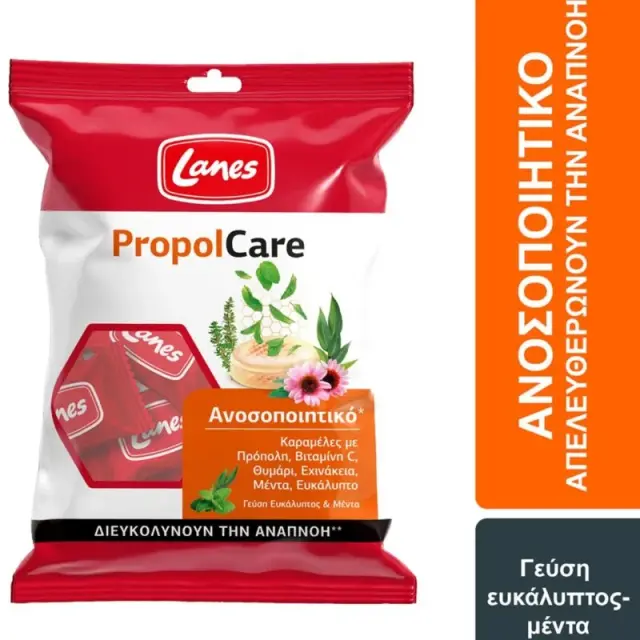 Lanes PropolCare Παστίλιες για Ξηρό και Παραγωγικό Βήχα χωρίς Γλουτένη Ευκάλυπτος & Μέντα 54gr