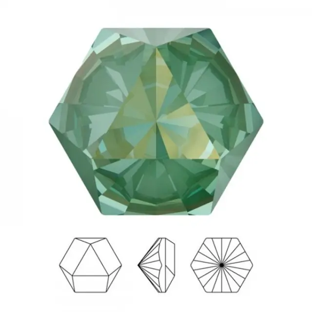 Swarovski 4699 Kaleidoscope Hexagon Fancy Stone Crystal Silky Sage DeLite 14x16mm - 1τεμ