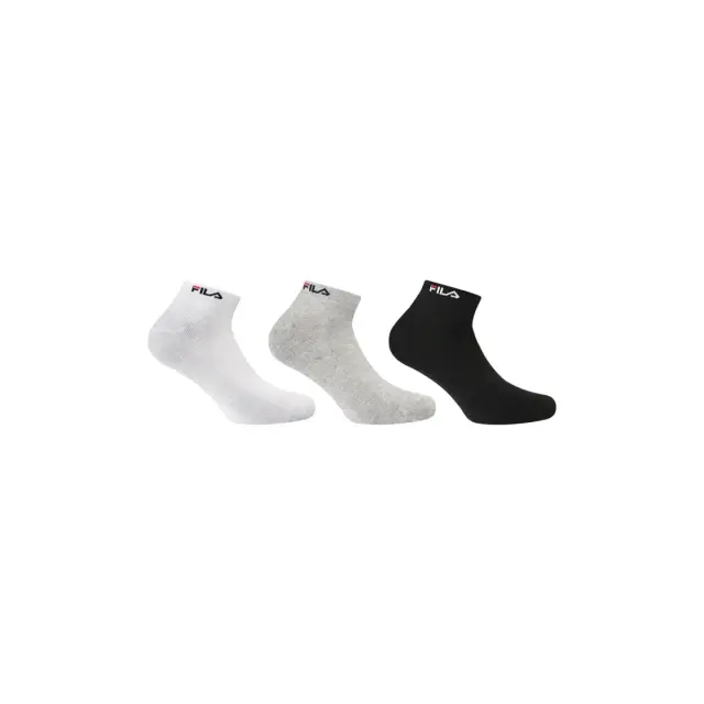 FILA Unisex Κάλτσες Σοσόνια Bamboo Invisible Plain- 3 Ζεύγη, Χρώμα Μαύρο-Λευκό-Γκρι