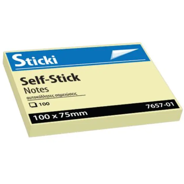 Αυτοκόλλητα χαρτάκια Sticki Κίτρινα 75x100mm 100φ 7657-01