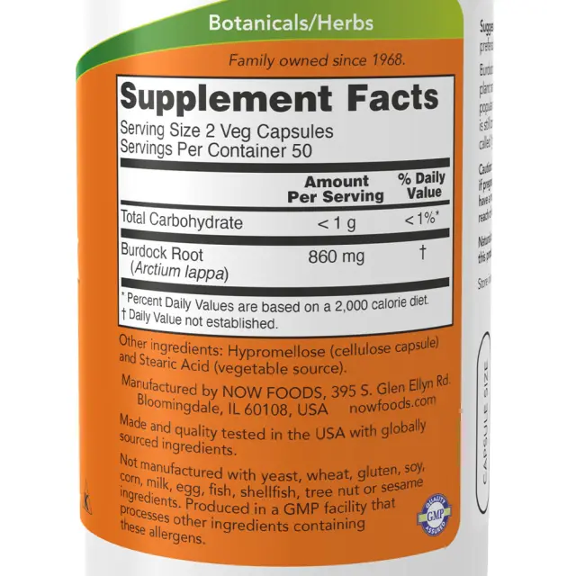 Now Foods Burdock Root 430mg 100 κάψουλες 2