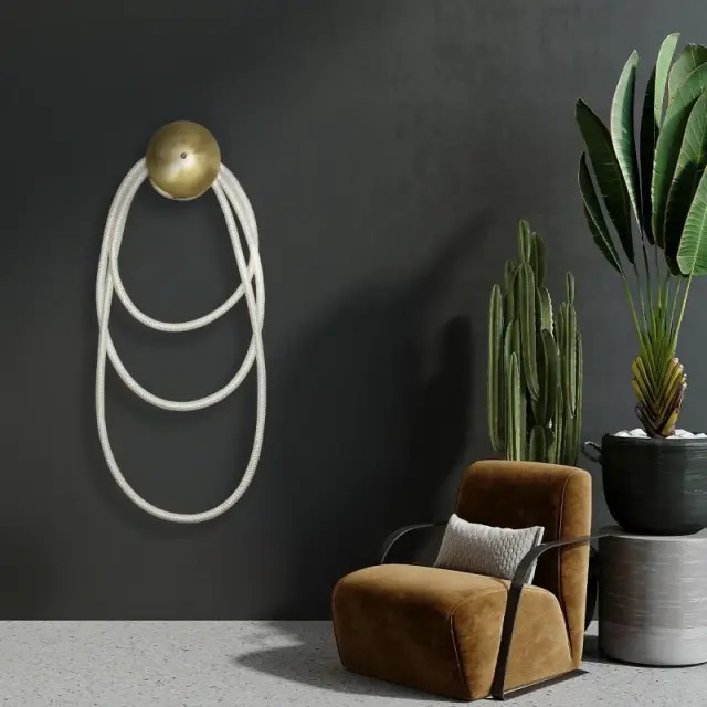 LED Μοντέρνο Φωτιστικό Τοίχου GLOW 60Watt CCT σε Χρυσό Πλατίνα και Λευκό Νήμα KLV-101-0171 2
