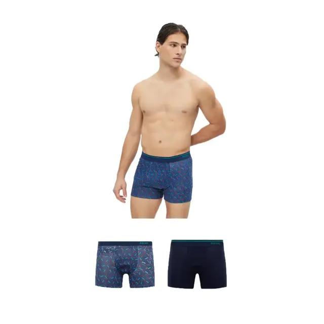 Minerva Ανδρικό Boxer Multi Lines - Διπλό Πακέτο, Χρώμα Marine-Lines