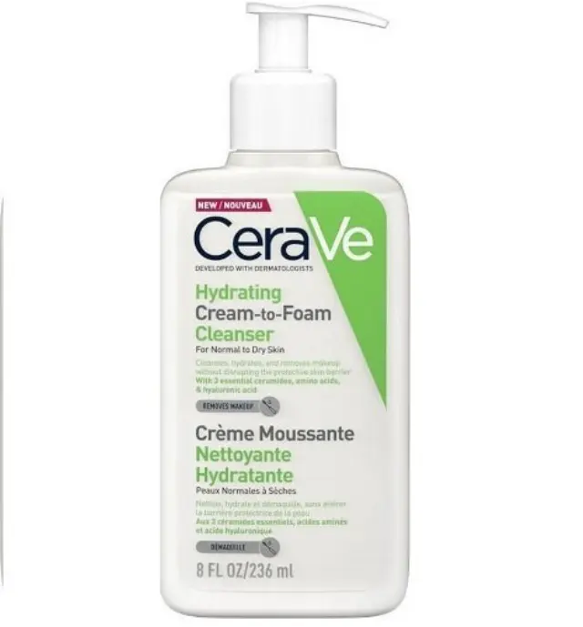Cerave Hydrating Cream-to-Foam Cleanser Normal to Dry Skin Αφρώδης Κρέμα Καθαρισμού Για Κανονικό & Ξηρό Δέρμα, 236ml