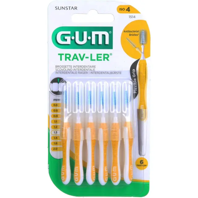 GUM Trav-Ler 1514 Μεσοδόντια Βουρτσάκια Κωνικά 1,3mm ISO 4, 6τμχ