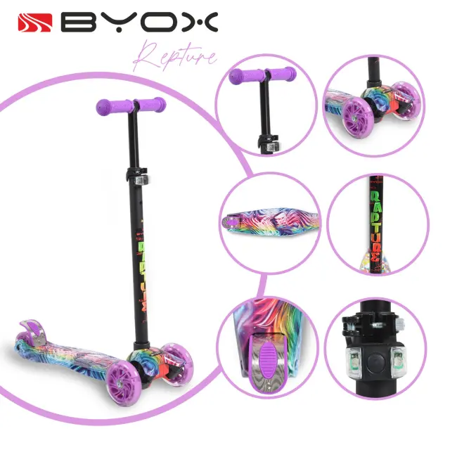 Πατίνι Τρίτροχο με ρόδες LED 3+ έως 40Kg Rapture Byox Violet 3800146225698