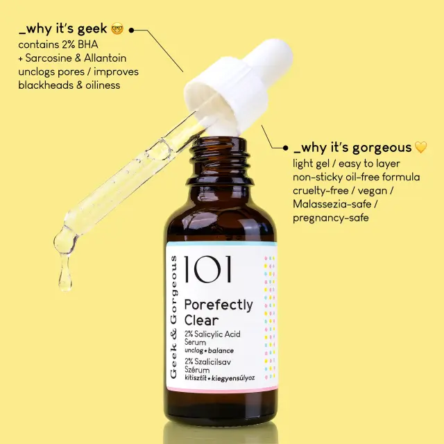 Geek & Gorgeous Porefectly Clear Serum 30 Ml Ορός 2% Σαλικυλικό Οξύ Σαρκοσίνη 2