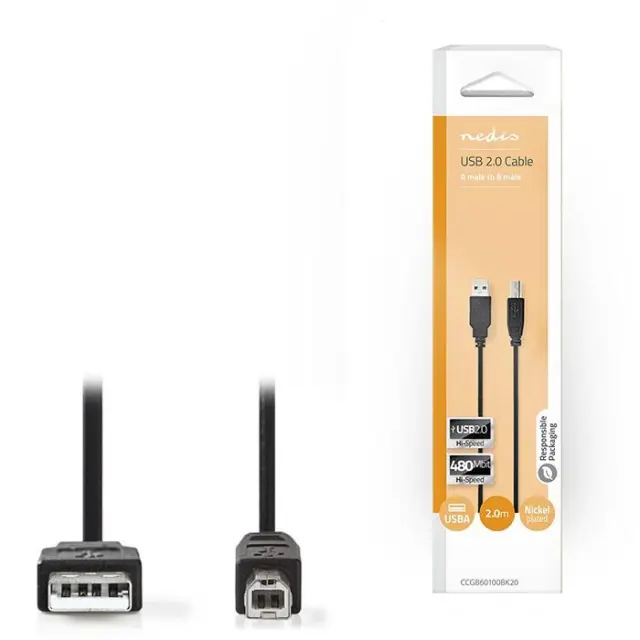 Καλώδιο USB High-Speed A αρσ. - USB B αρσ., 2.00m.