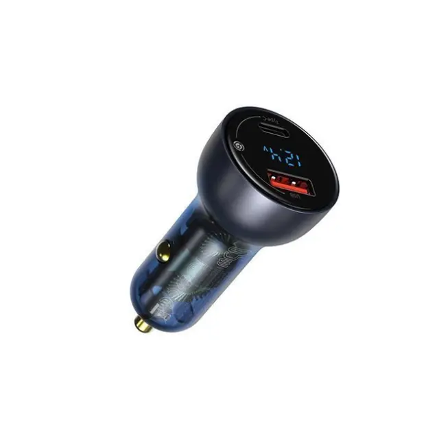 Baseus Φορτιστής Αυτοκινήτου USB-A / USB-C 65W 5A SCP QC 4.0+ PD3.0 LCD Screen Gray