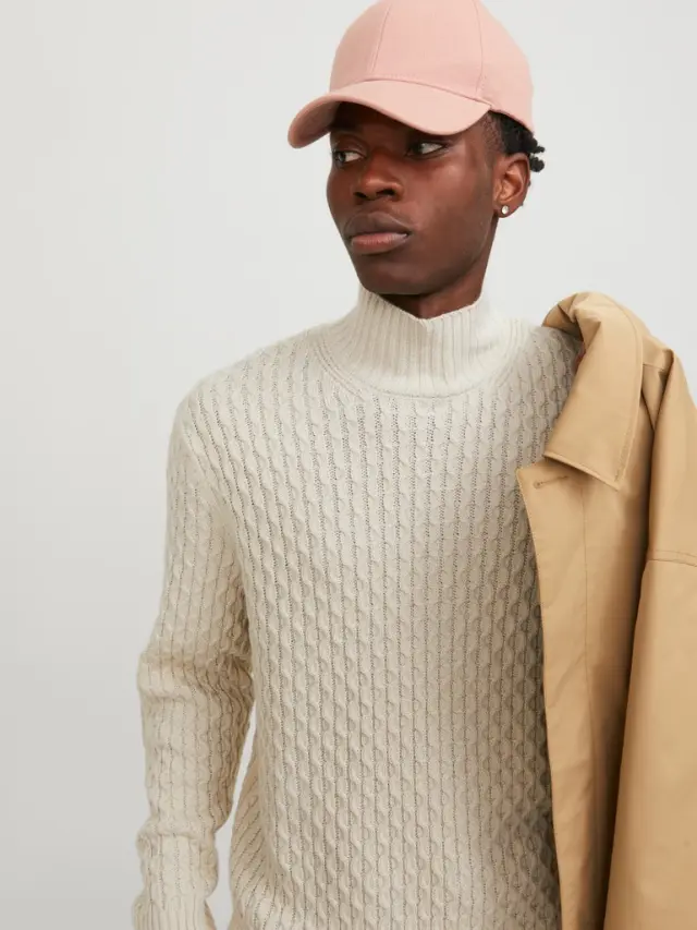 JORCOSY KNIT CABLE HIGH NECK LN Moonbeam 2