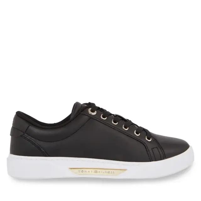 Tommy Hilfiger - Γυναικεία Αθλητικά Golden Hw Court Sneaker Black/Gold FW0FW07560-0GS Μαύρο - 36